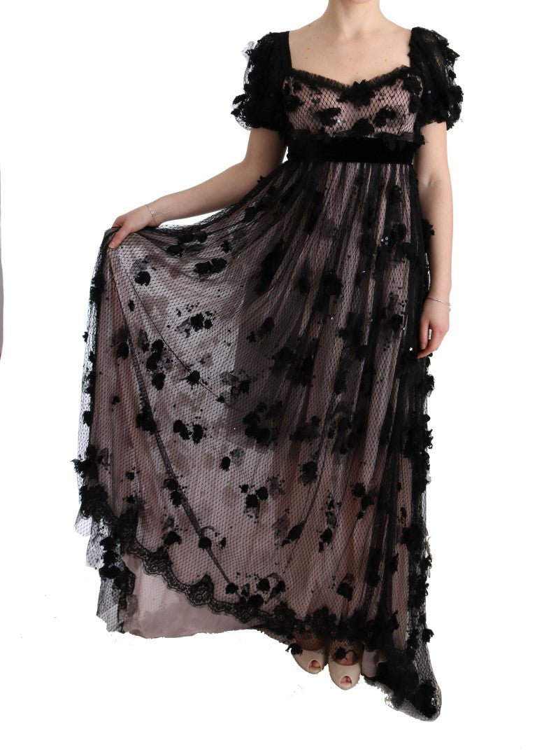 Dolce & Gabbana Elegant Floral Applique Full Length Dress - Sandy Store ByNet