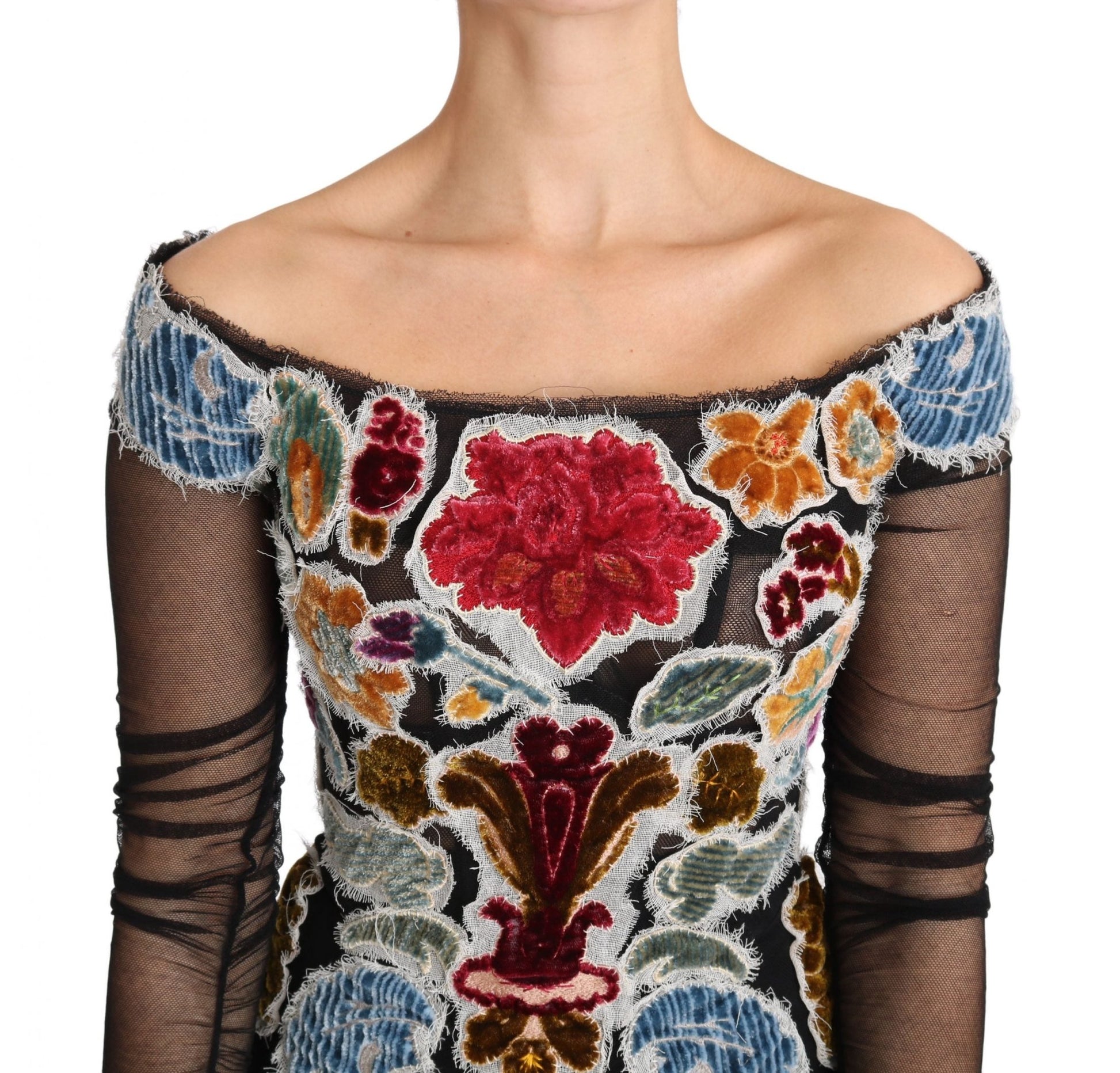 Dolce & Gabbana Elegant Floral Applique Long Sleeve Top - Sandy Store ByNet