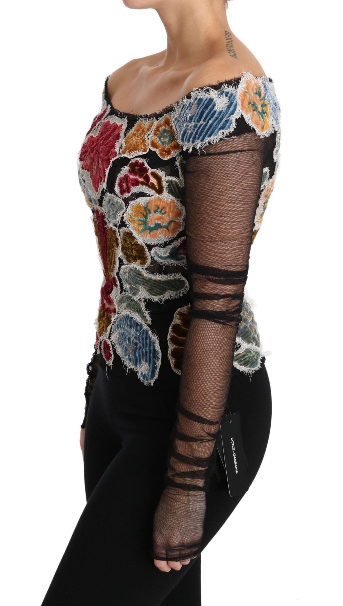 Dolce & Gabbana Elegant Floral Applique Long Sleeve Top - Sandy Store ByNet