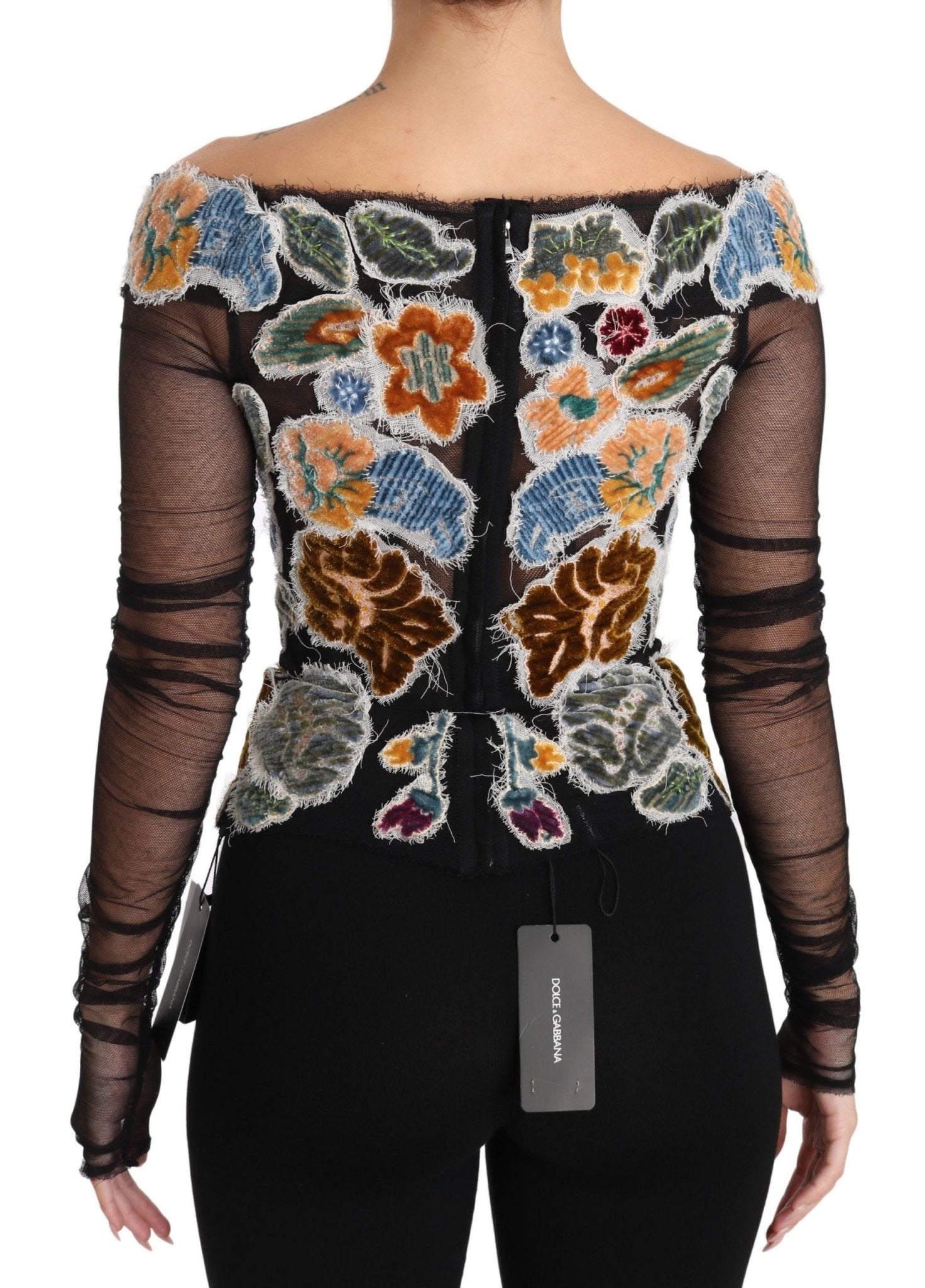 Dolce & Gabbana Elegant Floral Applique Long Sleeve Top - Sandy Store ByNet