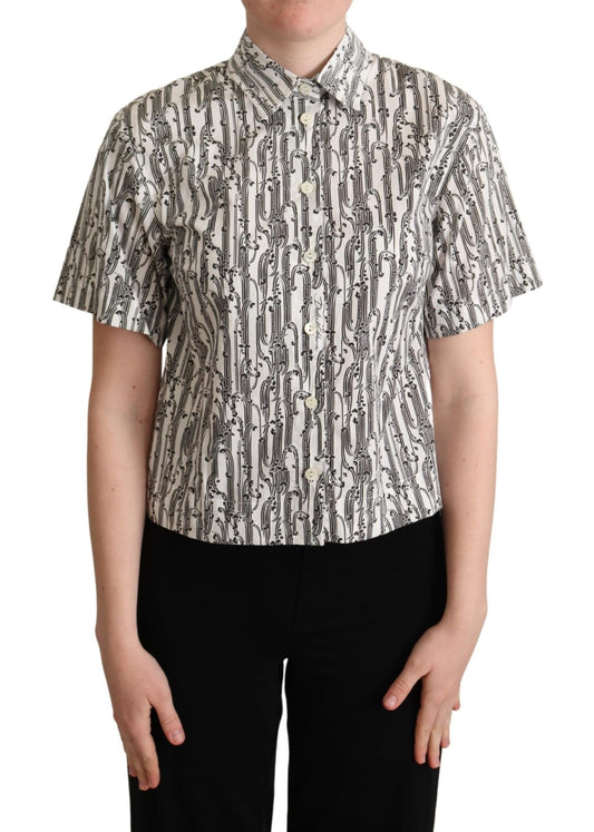 Dolce & Gabbana Elegant Floral Cotton Polo Top - Sandy Store ByNet