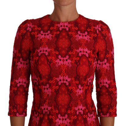 Dolce & Gabbana Elegant Floral Crochet Knee - Length Dress - Sandy Store ByNet