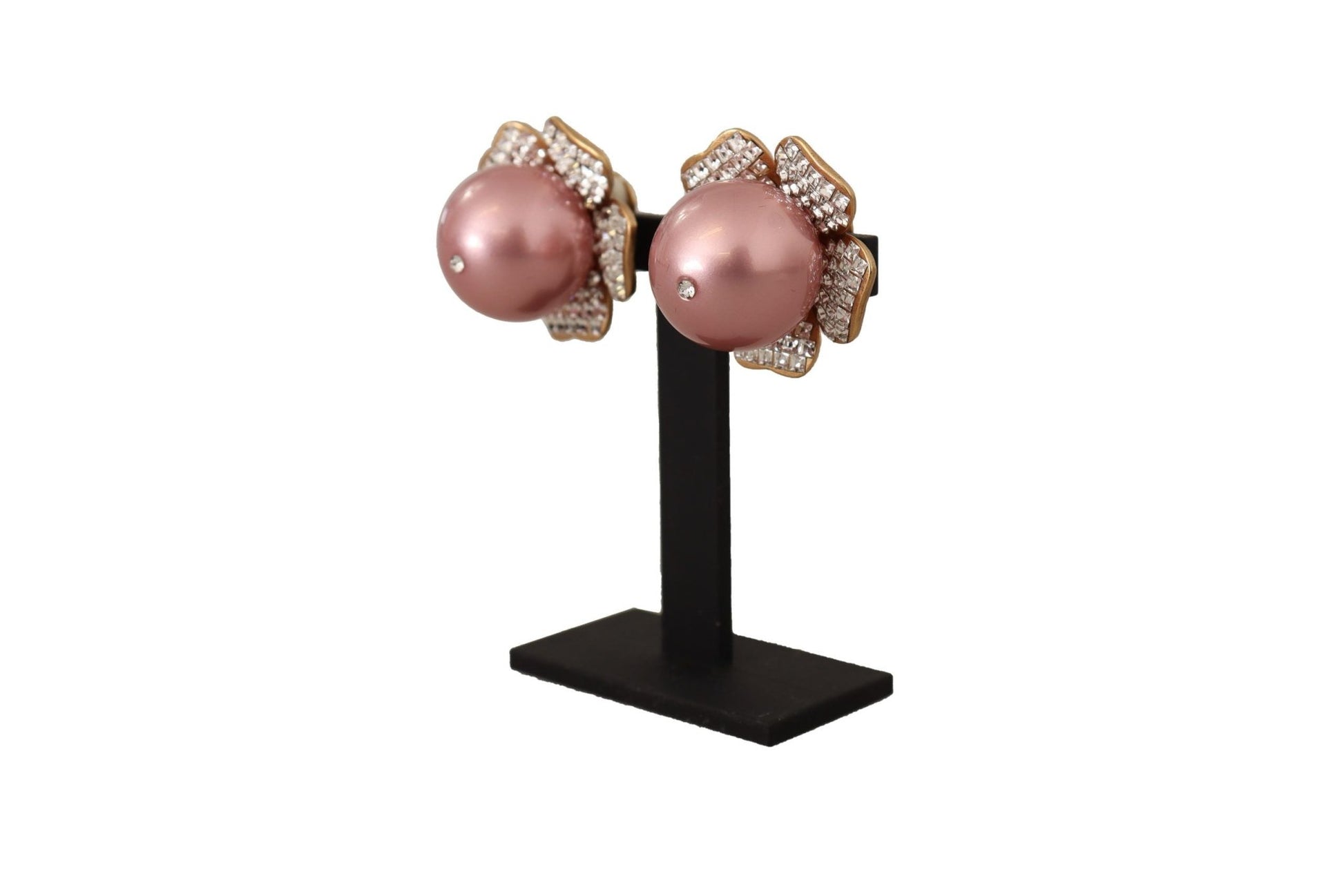 Dolce & Gabbana Elegant Floral Crystal Pearl Clip - On Earrings - Sandy Store ByNet