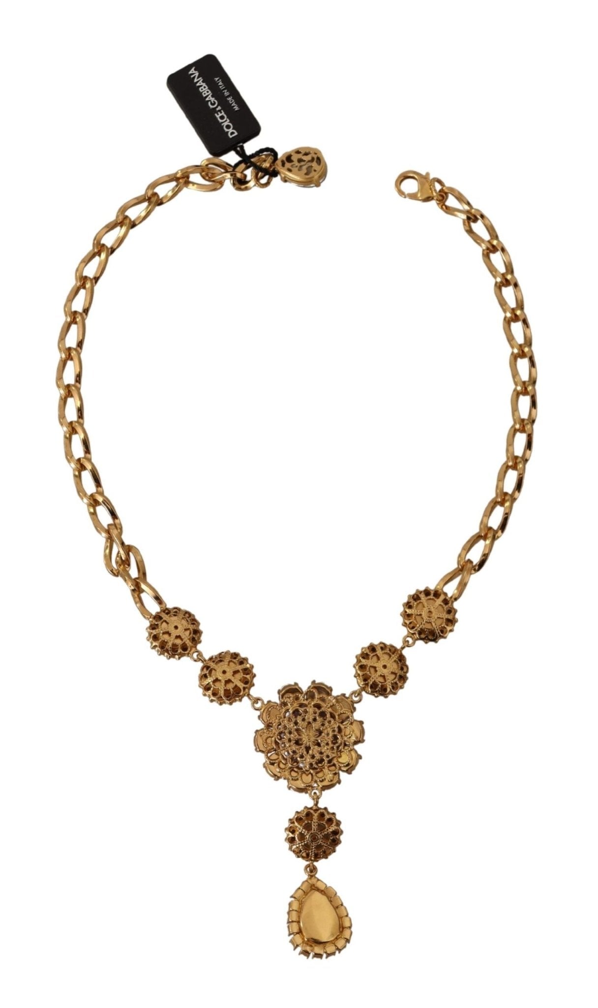 Dolce & Gabbana Elegant Floral Crystal Statement Necklace - Sandy Store ByNet