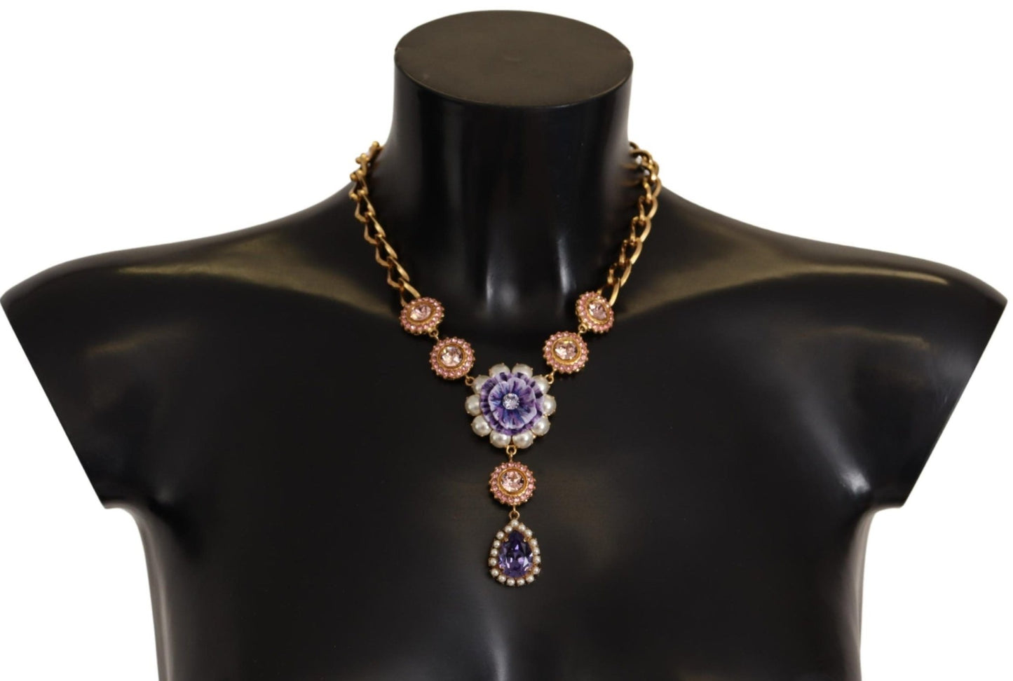Dolce & Gabbana Elegant Floral Crystal Statement Necklace - Sandy Store ByNet