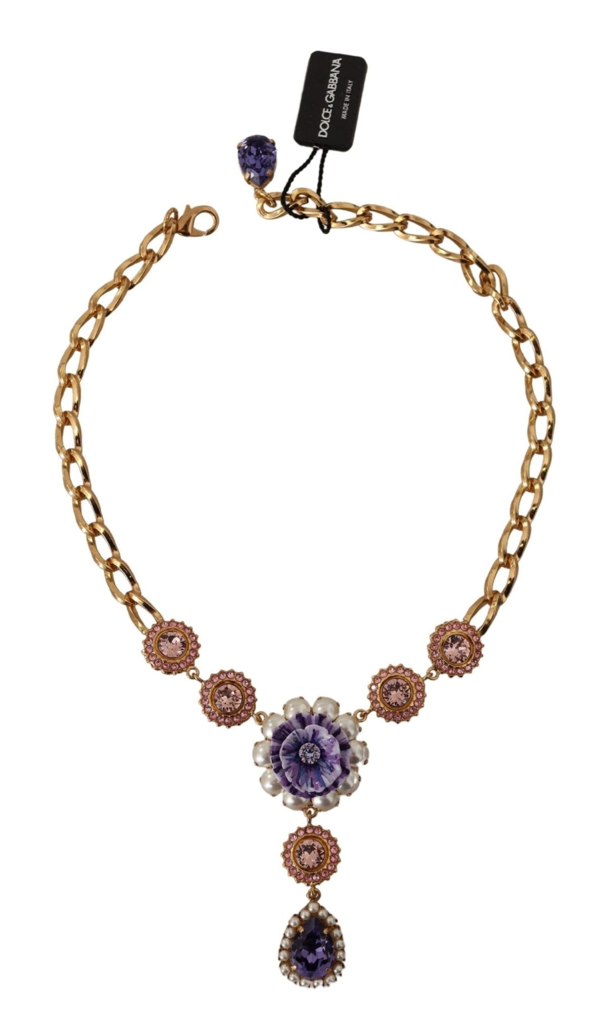 Dolce & Gabbana Elegant Floral Crystal Statement Necklace - Sandy Store ByNet