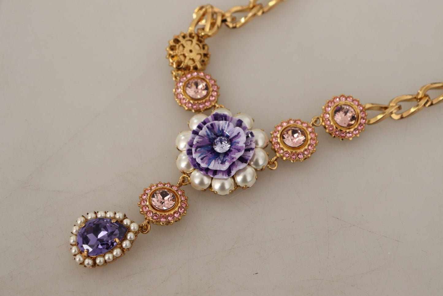 Dolce & Gabbana Elegant Floral Crystal Statement Necklace - Sandy Store ByNet