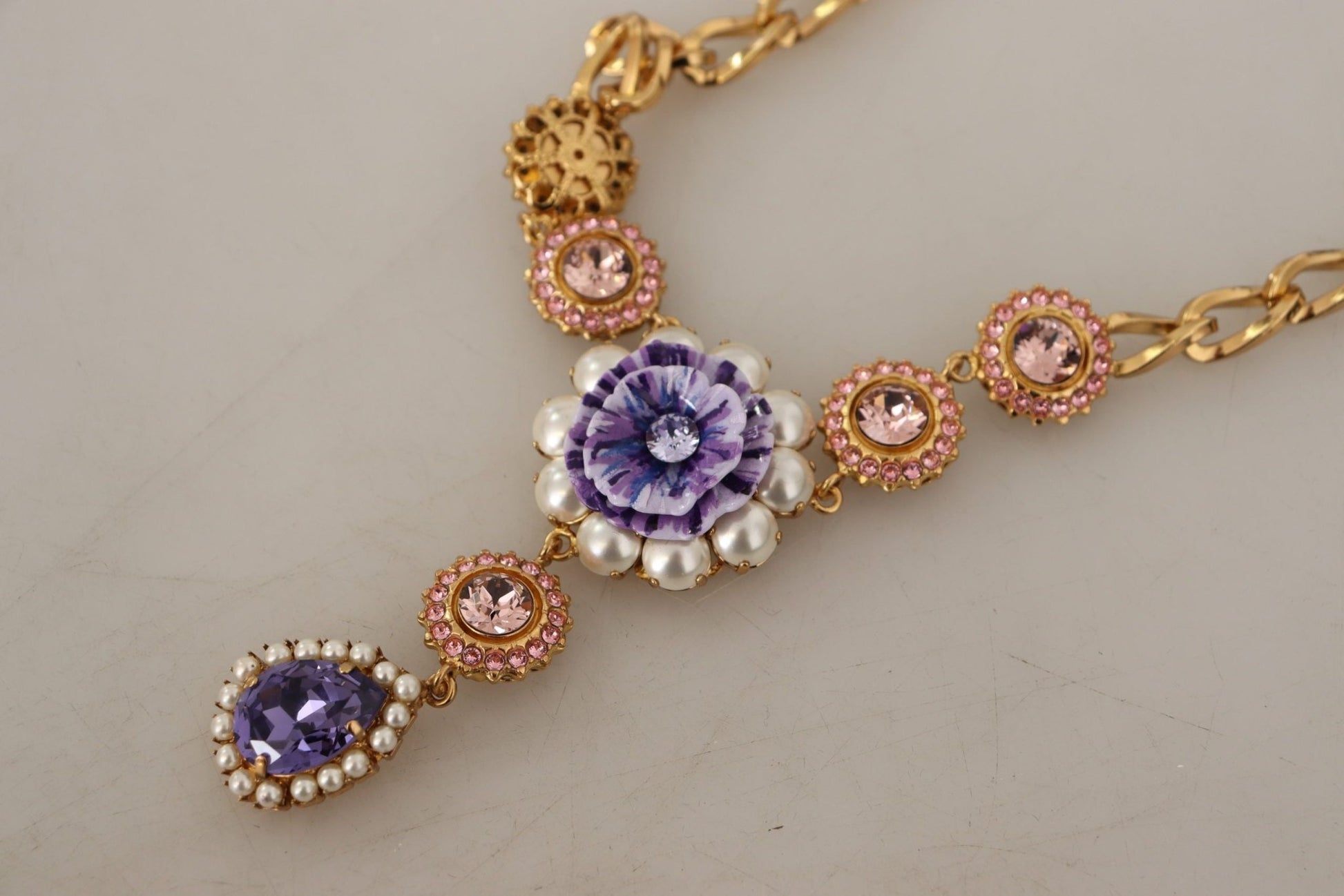 Dolce & Gabbana Elegant Floral Crystal Statement Necklace - Sandy Store ByNet
