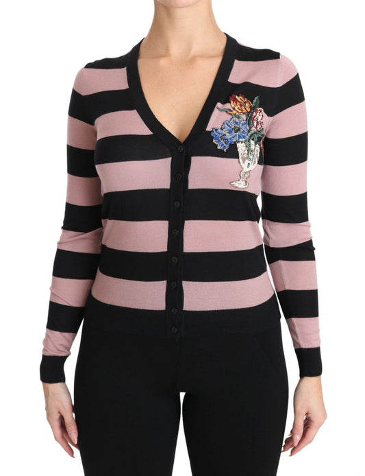 Dolce & Gabbana Elegant Floral Embroidered Cashmere Cardigan - Sandy Store ByNet
