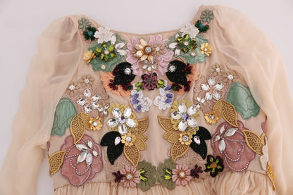 Dolce & Gabbana Elegant Floral Embroidered Silk Maxi Dress - Sandy Store ByNet