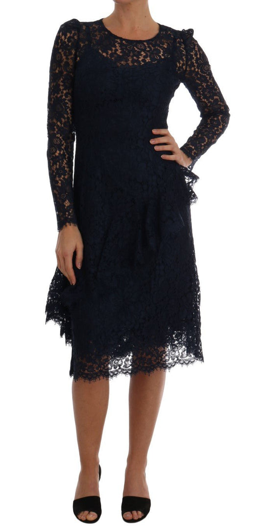 Dolce & Gabbana Elegant Floral Lace A - Line Dress - Sandy Store ByNet