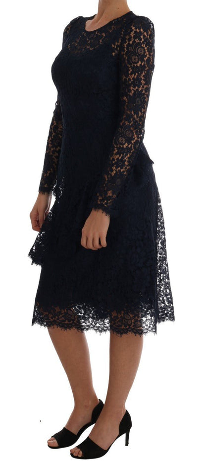 Dolce & Gabbana Elegant Floral Lace A - Line Dress - Sandy Store ByNet