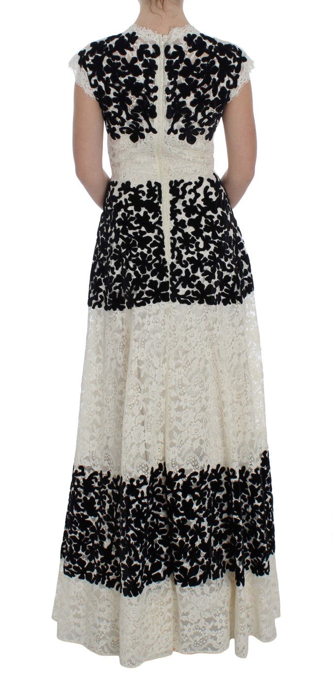 Dolce & Gabbana Elegant Floral Lace Cap Sleeve Maxi Dress - Sandy Store ByNet