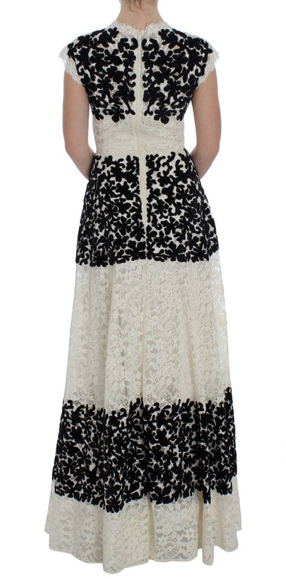 Dolce & Gabbana Elegant Floral Lace Cap Sleeve Maxi Dress - Sandy Store ByNet