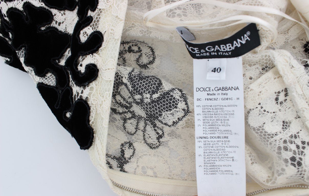 Dolce & Gabbana Elegant Floral Lace Cap Sleeve Maxi Dress - Sandy Store ByNet