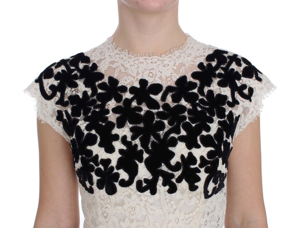 Dolce & Gabbana Elegant Floral Lace Cap Sleeve Maxi Dress - Sandy Store ByNet
