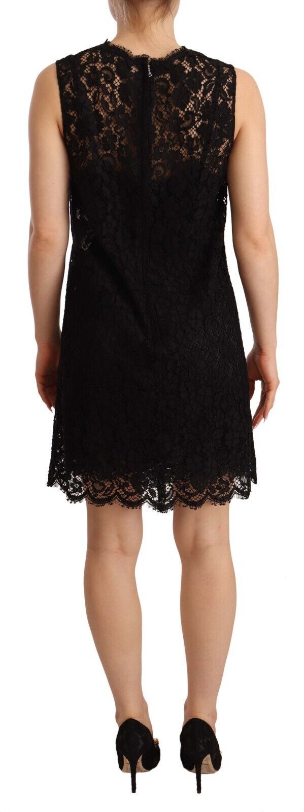 Dolce & Gabbana Elegant Floral Lace Sheath Dress in Black - Sandy Store ByNet
