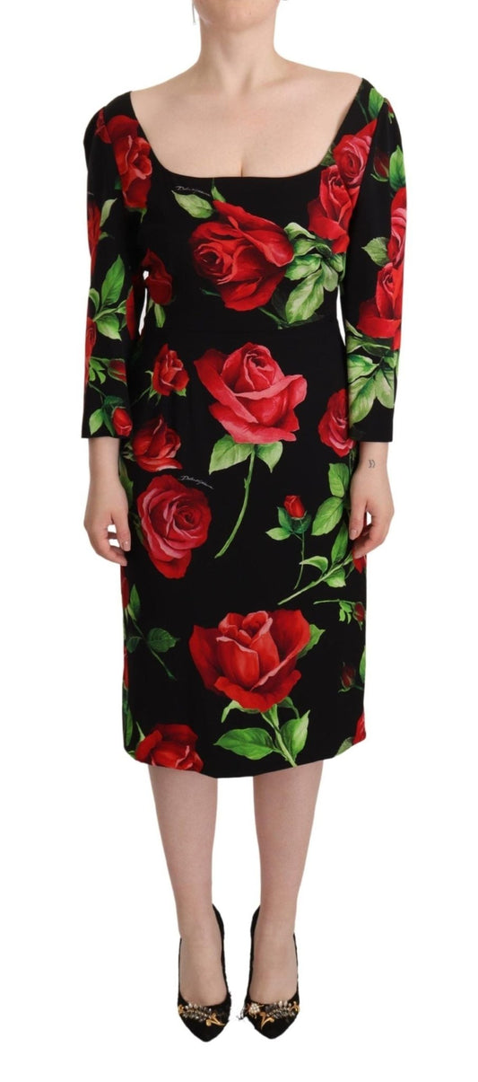 Dolce & Gabbana Elegant Floral Print Silk Sheath Dress - Sandy Store ByNet