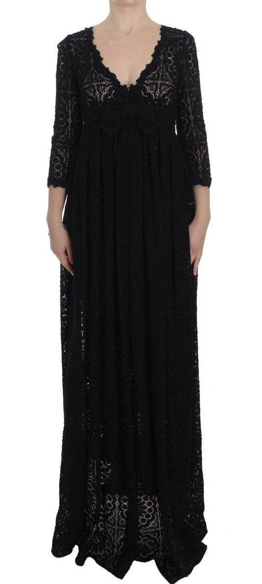 Dolce & Gabbana Elegant Floral Ricamo Maxi Dress - Sandy Store ByNet