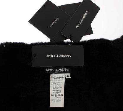 Dolce & Gabbana Elegant Floral Sequined Fur Scarf - Sandy Store ByNet