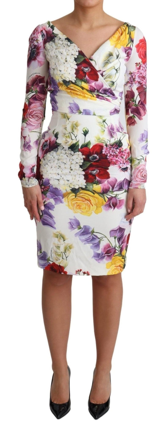 Dolce & Gabbana Elegant Floral Sheath Silk Dress - Sandy Store ByNet