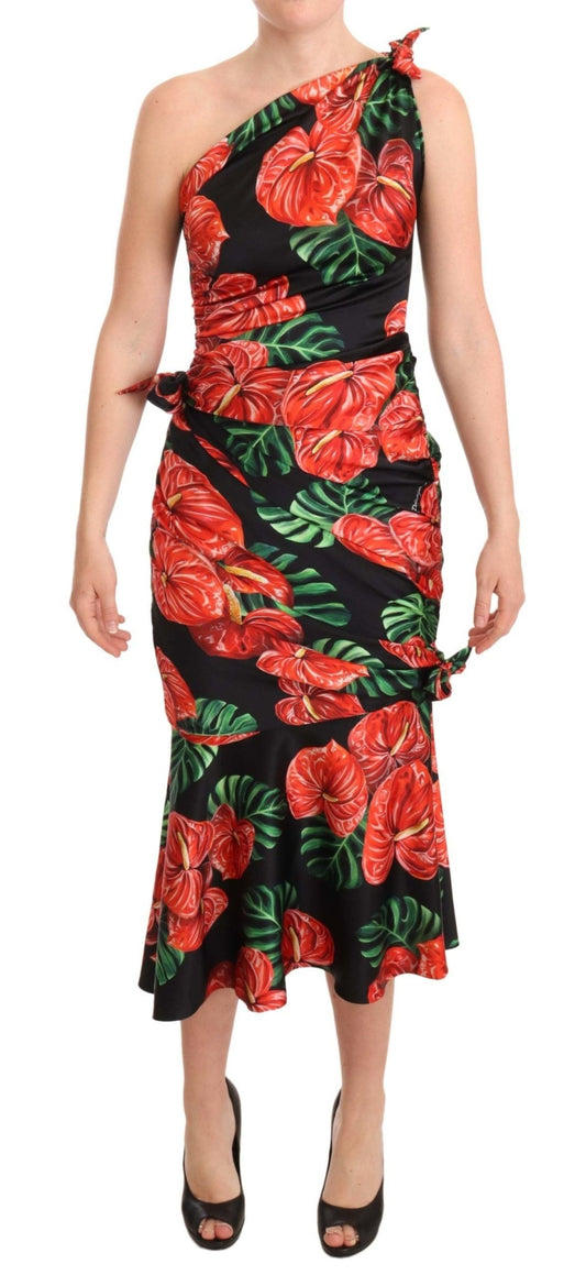 Dolce & Gabbana Elegant Floral Silk Draped Dress - Sandy Store ByNet