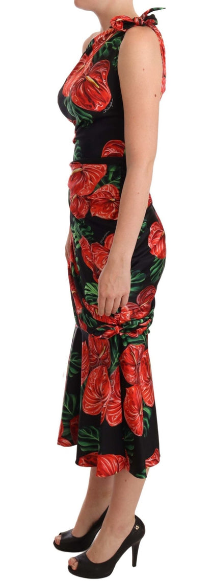 Dolce & Gabbana Elegant Floral Silk Draped Dress - Sandy Store ByNet