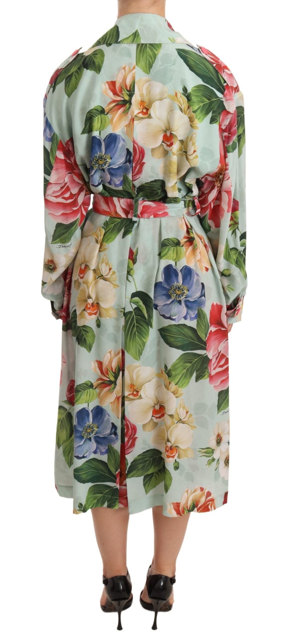 Dolce & Gabbana Elegant Floral Silk Trench Coat - Sandy Store ByNet