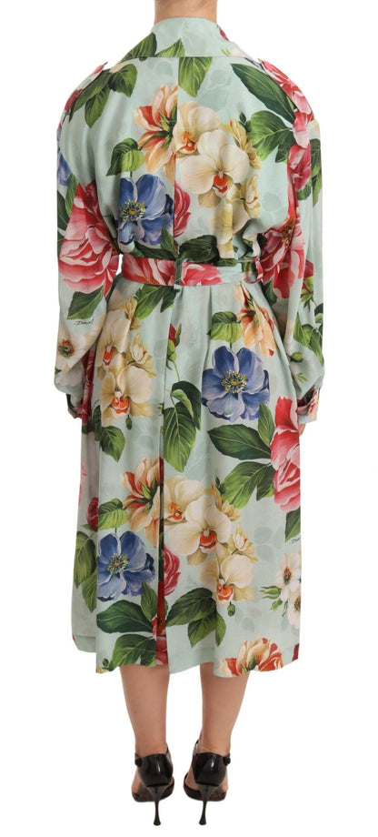 Dolce & Gabbana Elegant Floral Silk Trench Coat - Sandy Store ByNet
