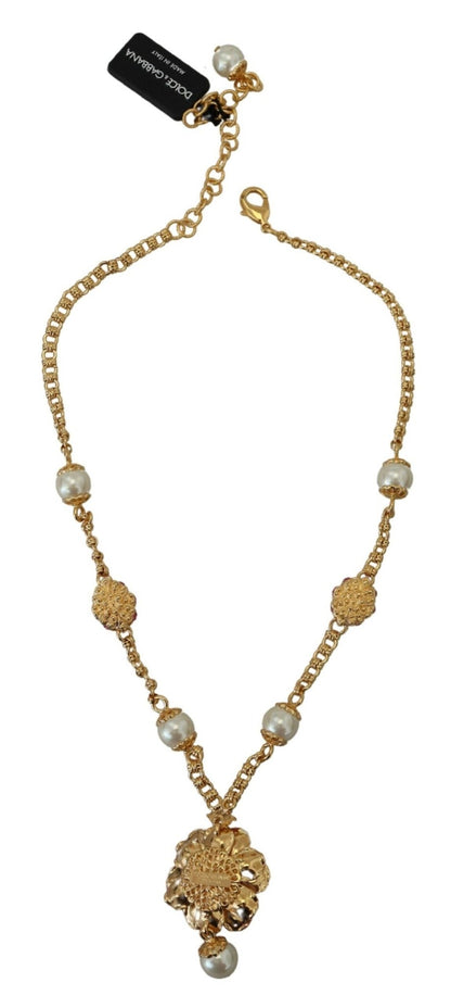 Dolce & Gabbana Elegant Floral Statement Charm Necklace - Sandy Store ByNet