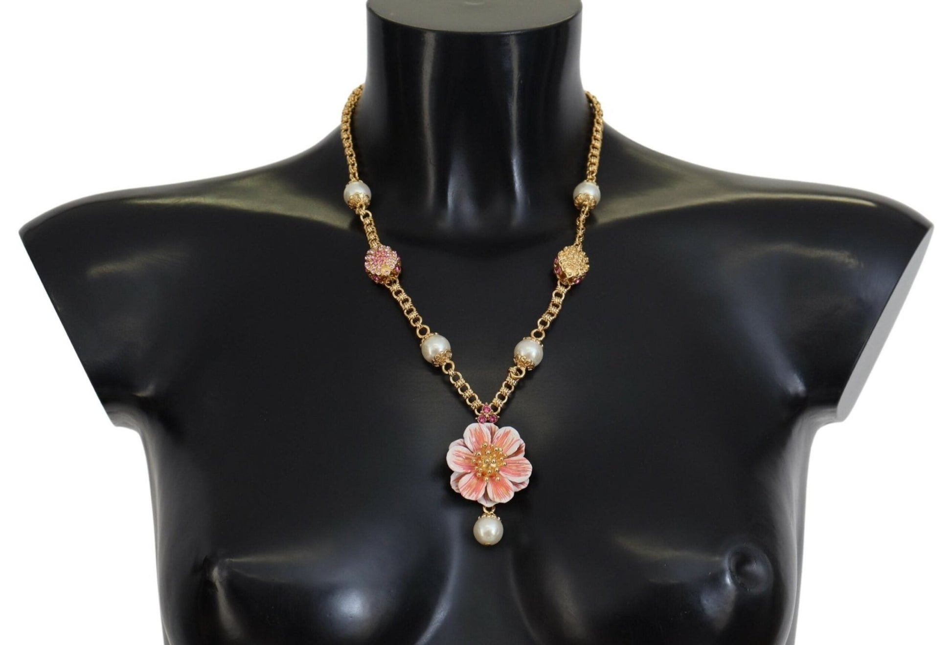 Dolce & Gabbana Elegant Floral Statement Charm Necklace - Sandy Store ByNet
