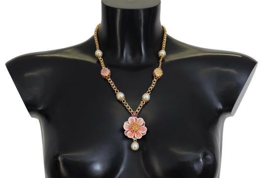 Dolce & Gabbana Elegant Floral Statement Charm Necklace - Sandy Store ByNet