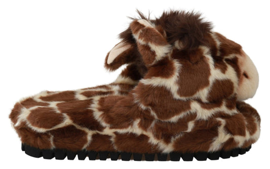 Dolce & Gabbana Elegant Giraffe Pattern Slides for Sophisticated Comfort - Sandy Store ByNet