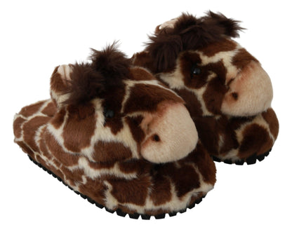 Dolce & Gabbana Elegant Giraffe Pattern Slides for Sophisticated Comfort - Sandy Store ByNet