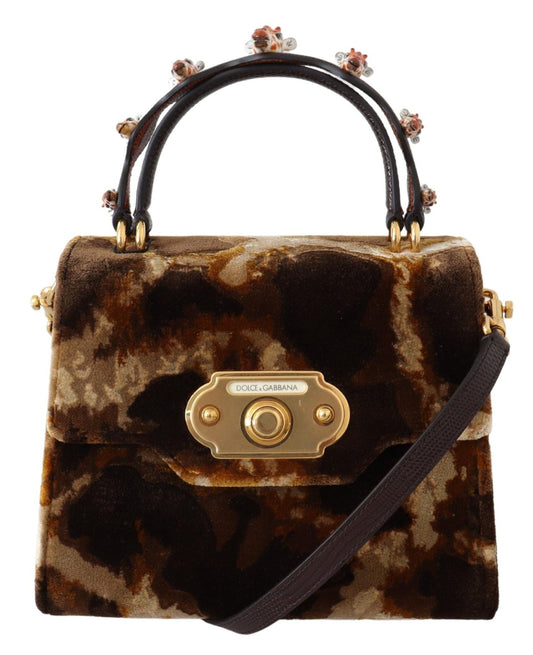 Dolce & Gabbana Elegant Giraffe Pattern Welcome Bag with Gold Accents - Sandy Store ByNet