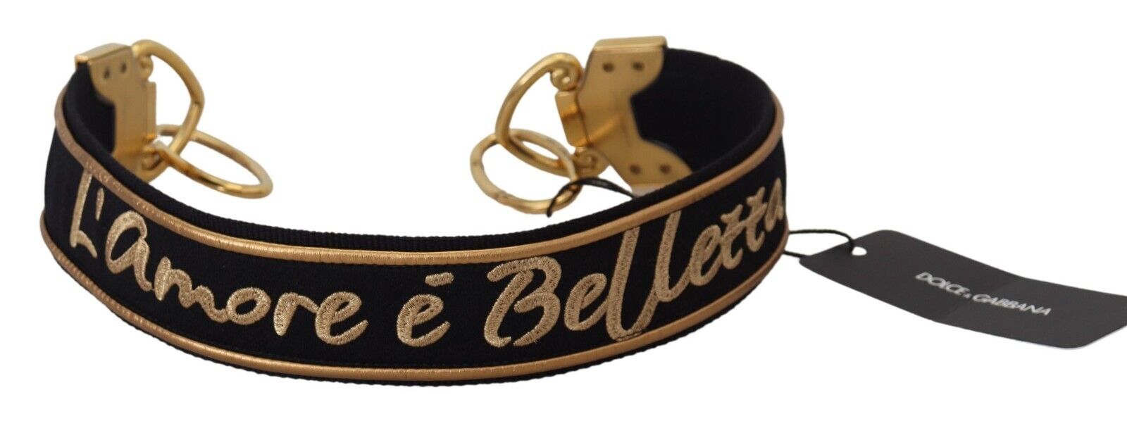 Dolce & Gabbana Elegant Gold Black Shoulder Bag Strap - Sandy Store ByNet