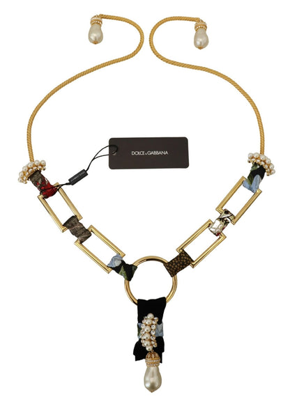 Dolce & Gabbana Elegant Gold Brass Pearl Statement Necklace - Sandy Store ByNet