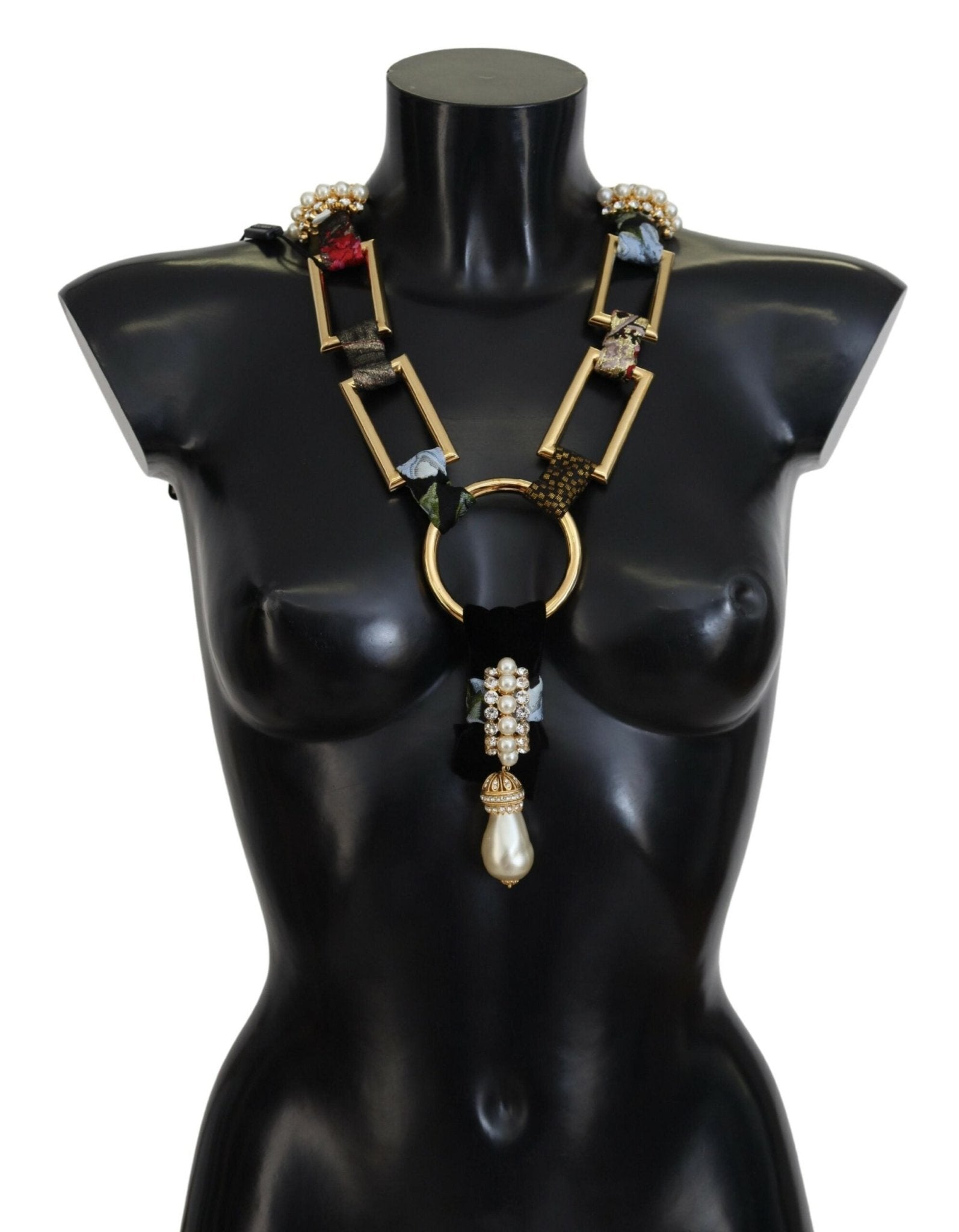 Dolce & Gabbana Elegant Gold Brass Pearl Statement Necklace - Sandy Store ByNet