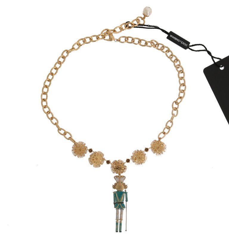 Dolce & Gabbana Elegant Gold Crystal Statement Necklace - Sandy Store ByNet