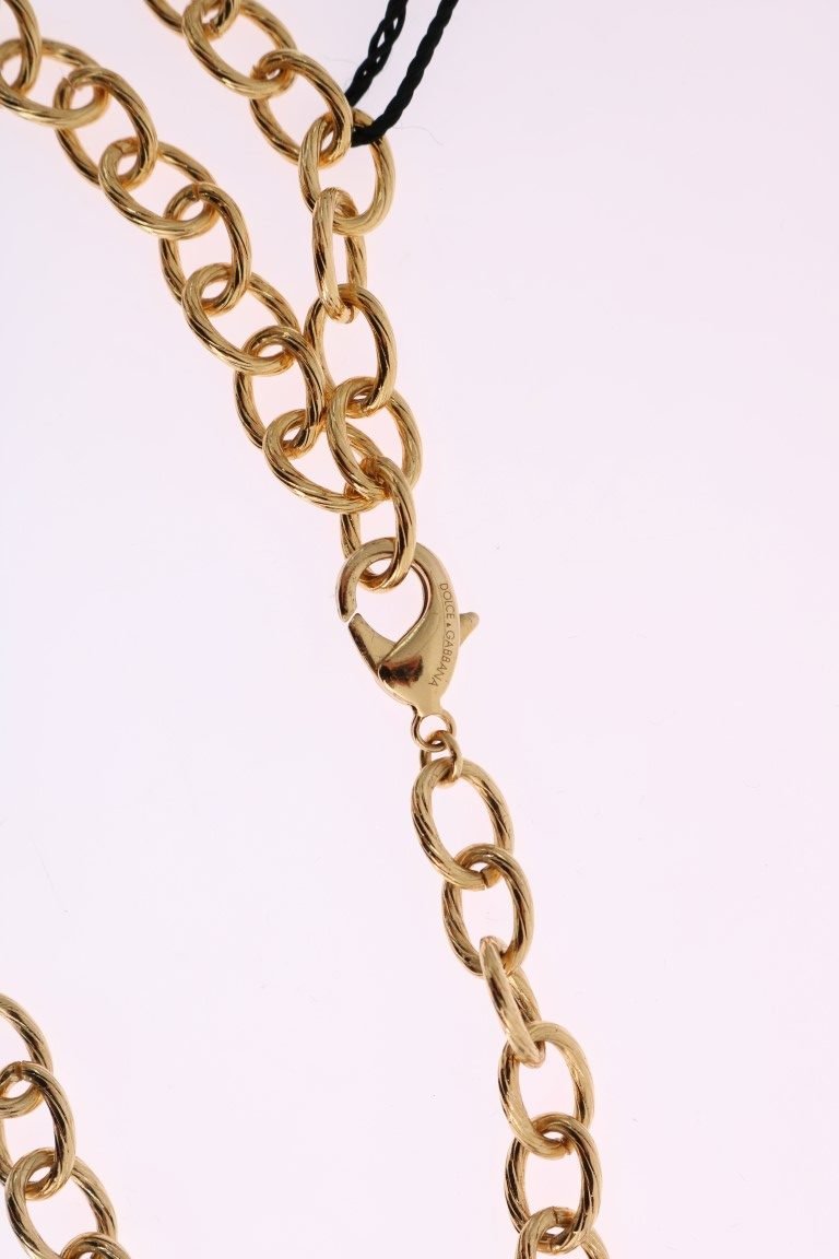 Dolce & Gabbana Elegant Gold Crystal Statement Necklace - Sandy Store ByNet