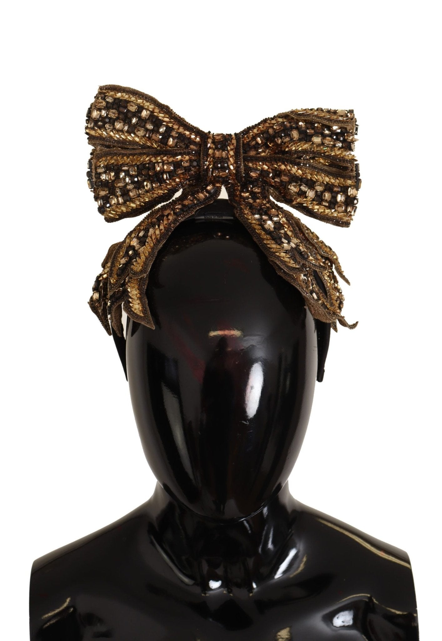 Dolce & Gabbana Elegant Gold Embellished Silk Diadem - Sandy Store ByNet