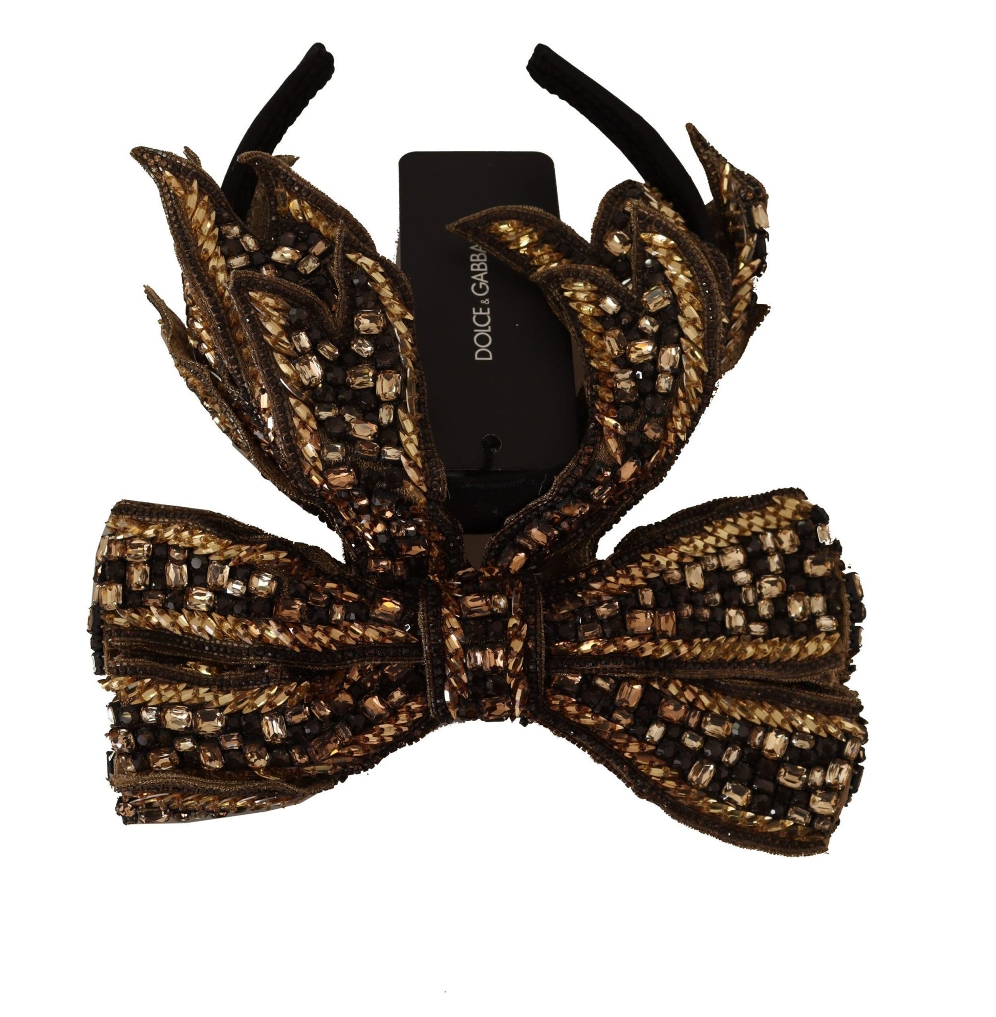 Dolce & Gabbana Elegant Gold Embellished Silk Diadem - Sandy Store ByNet