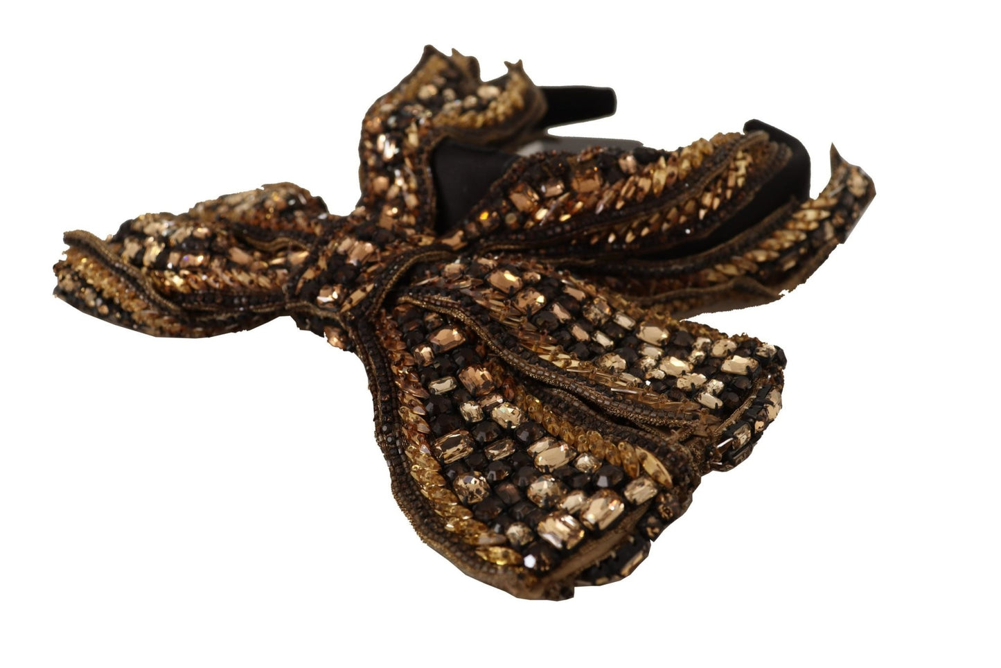 Dolce & Gabbana Elegant Gold Embellished Silk Diadem - Sandy Store ByNet