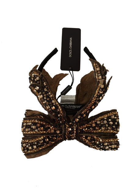 Dolce & Gabbana Elegant Gold Embellished Silk Diadem - Sandy Store ByNet