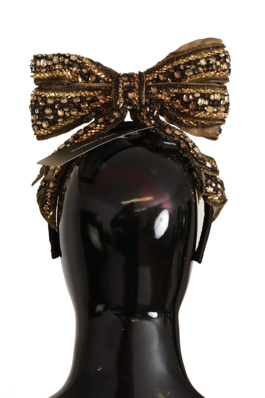 Dolce & Gabbana Elegant Gold Embellished Silk Diadem - Sandy Store ByNet