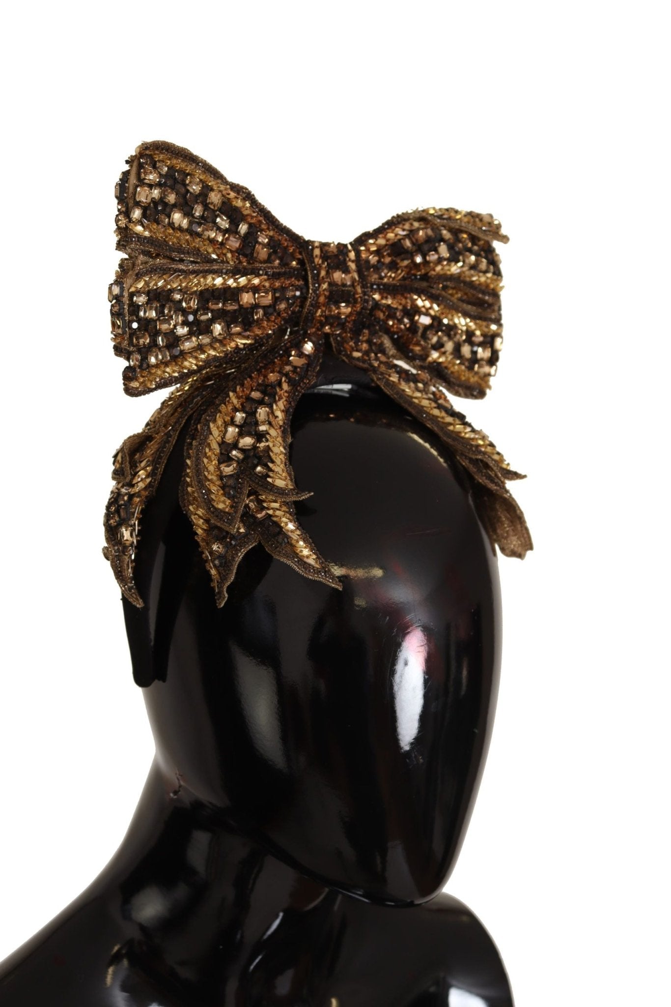 Dolce & Gabbana Elegant Gold Embellished Silk Diadem - Sandy Store ByNet