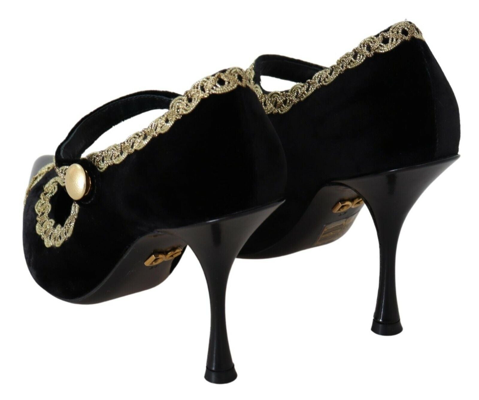 Dolce & Gabbana Elegant Gold - Embroidered Black Velvet Pumps - Sandy Store ByNet