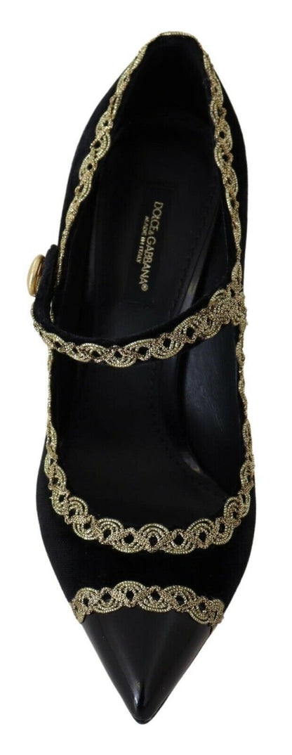 Dolce & Gabbana Elegant Gold - Embroidered Black Velvet Pumps - Sandy Store ByNet