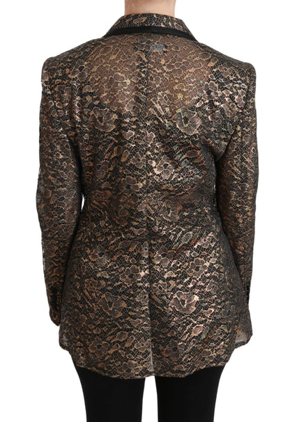 Dolce & Gabbana Elegant Gold Floral Lace Blazer Jacket - Sandy Store ByNet