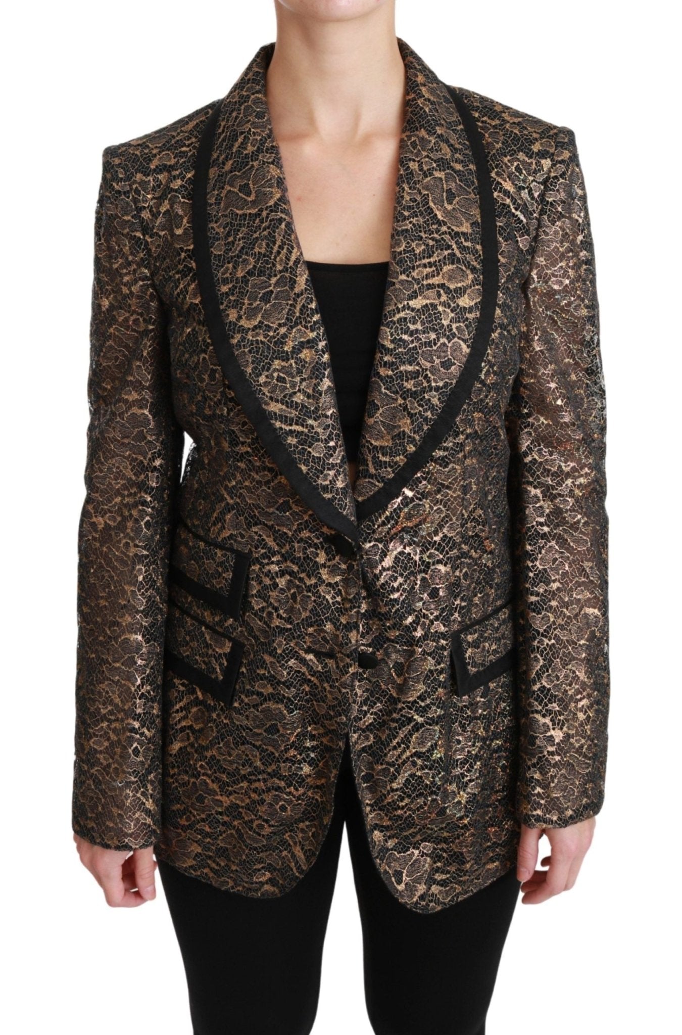 Dolce & Gabbana Elegant Gold Floral Lace Blazer Jacket - Sandy Store ByNet